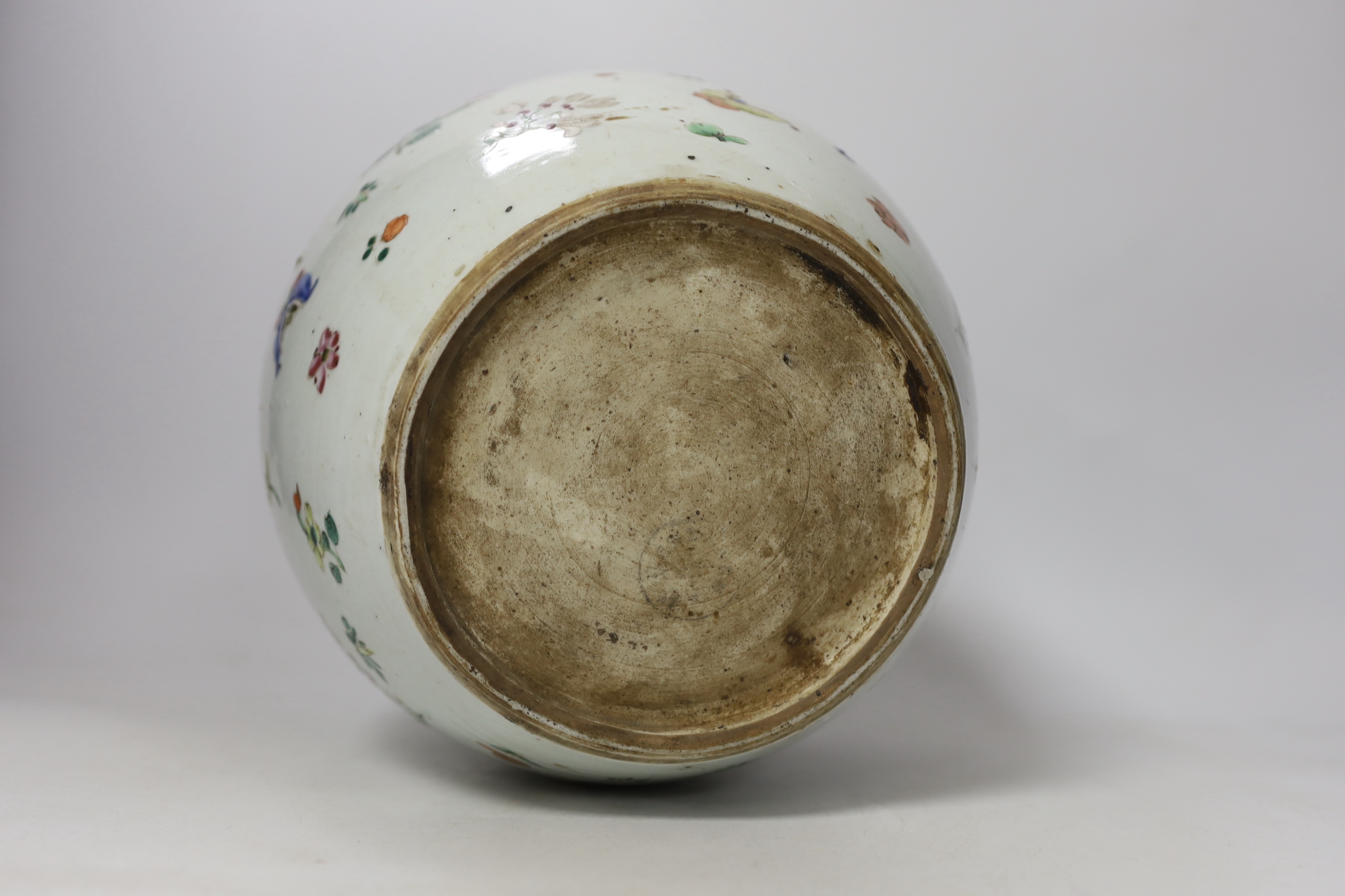 A Chinese famille rose ovoid jar, 18th century, 22cm